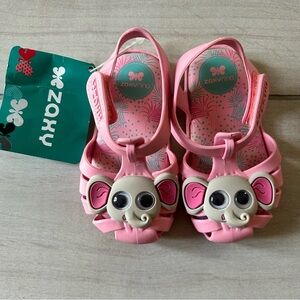 NWT Zaxy Kids Pink Googly Eye Elephant Velcro Waterproof Sandals